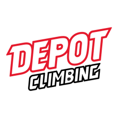 Red and black Depot climbing centre logo